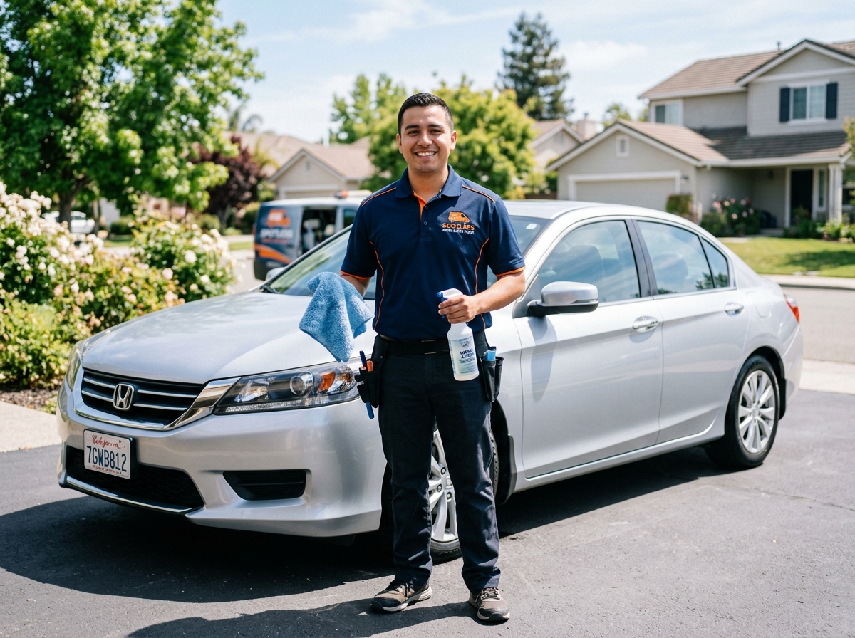 Anthony's Detail friendly technician holding detailing microfiber cloth